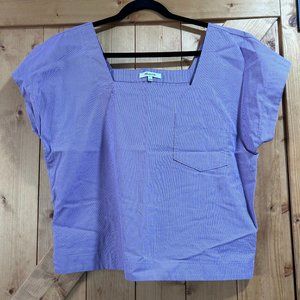 Madewell Square-Neck Top, Pinstripe Purple